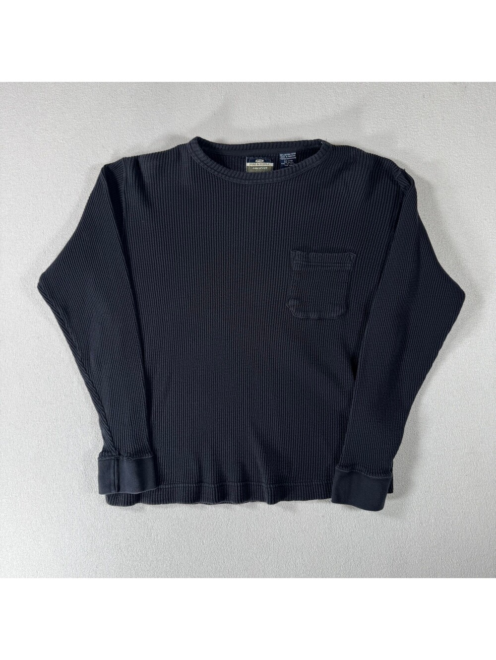 Vintage Pure & Simple Thick Waffle Knit Long Sleeve Shirt S